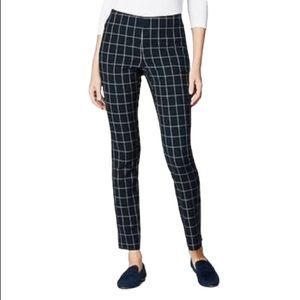 J.Jill the essential cotton pull on windowpane navy leggings size 12‎